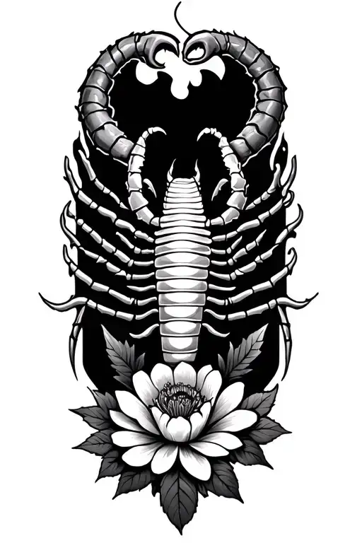 Scorpian Rising From The Ashes With Flowers And Leaves