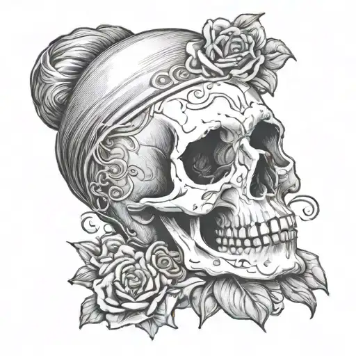 Skull With Woman Sleeping