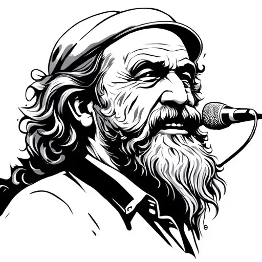 New School Tattoo Design Old Singer With Gray Beard Performing