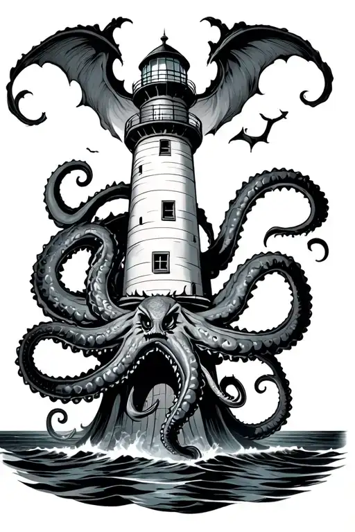 Kraken Attacking Lighthouse