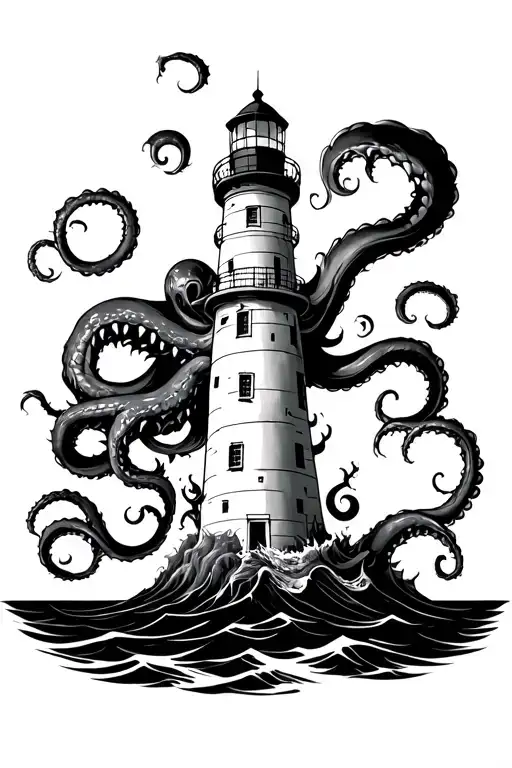 Kraken Attacking Lighthouse