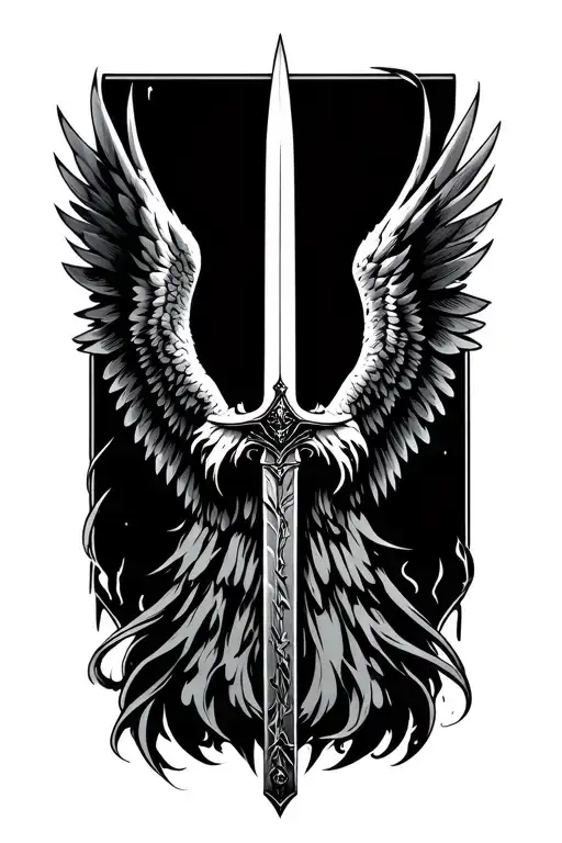 Winged Dark Angel With A Sword Cybersigilism Surrounding Goth Theme