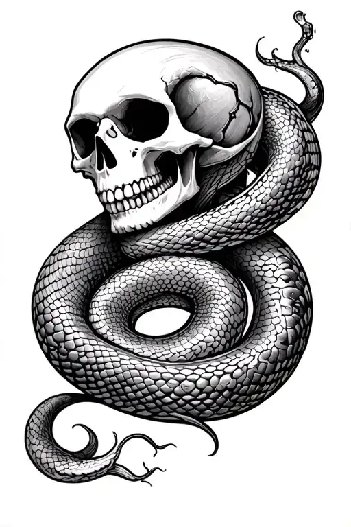 Irezumi Style With A Skeleton Snake