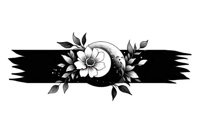 Flower And Moon Merging Together