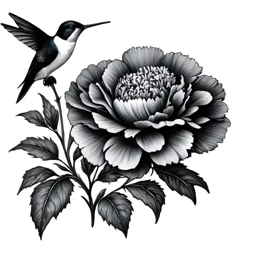 Carnation And Humming Bird