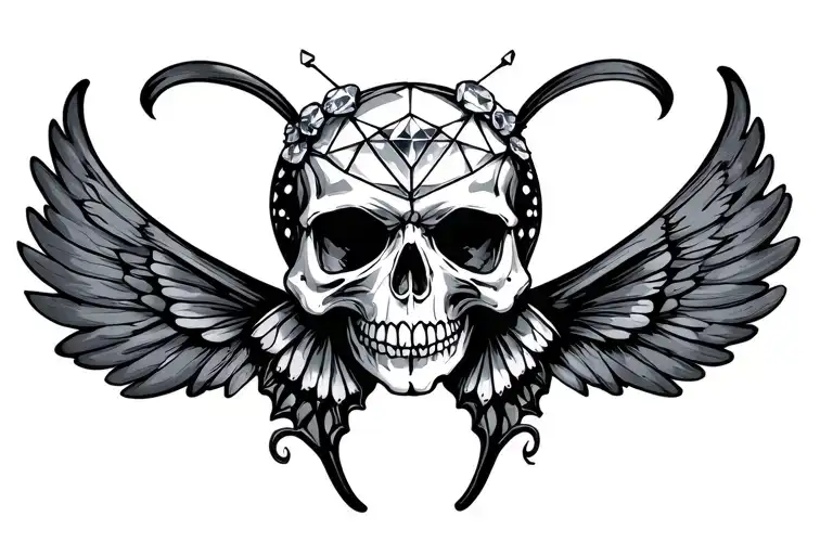Diamond Butterfly Skull In Wings Deathly Hallows
