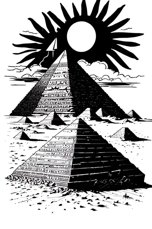 Egypt Isis Godess Landscape Desert Pyramid Sun And Papyrus