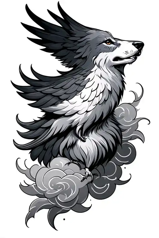 Cross Cloud Dove Wolf Head