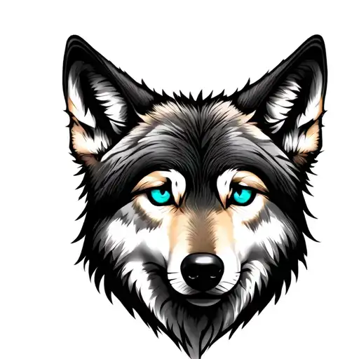 Wolf Tattoo With Coloured Eyes