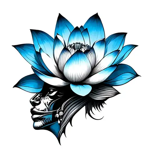 Sphinx Head Blue Lotus Flower Blooming