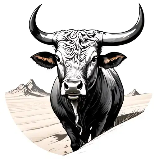 Angey Bull With Dessert Dune Landscape