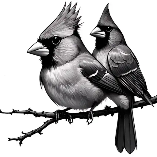 2 Cardinals Black And White