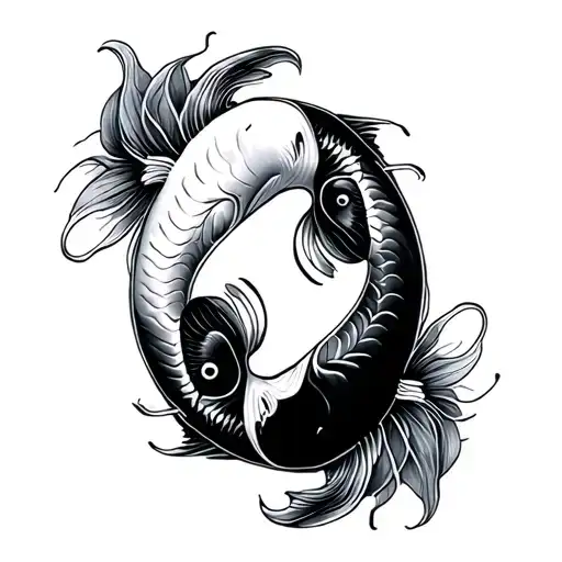 2 Small Koi Fish Yin Yang