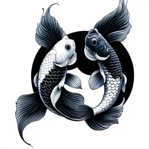 2 Small Koi Fish In Circle