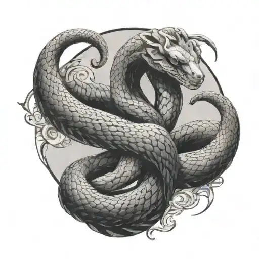 A Snake Wrapped Around An Angelic Figure