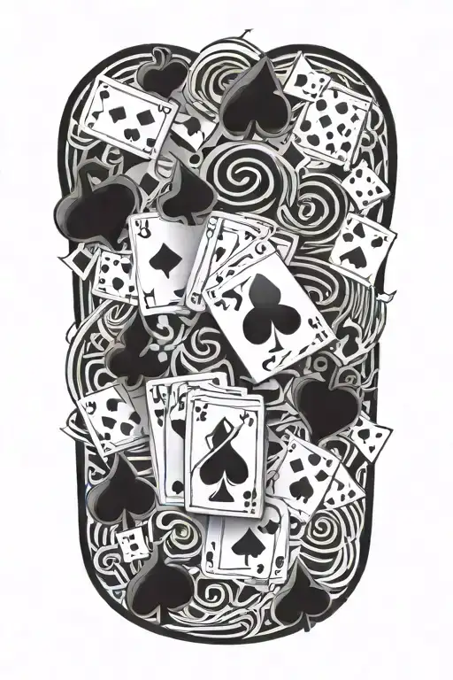 Poker Cards Floating Musical Notes