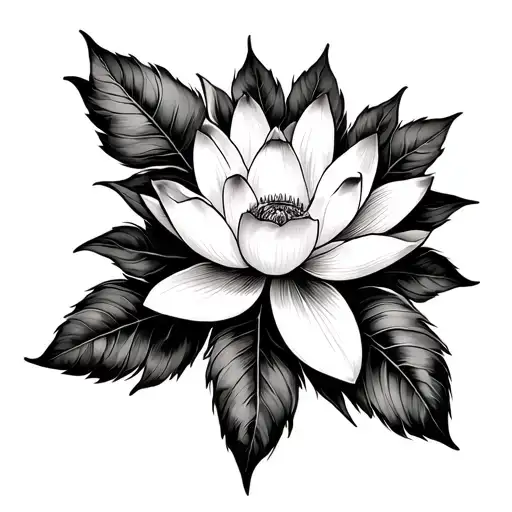 Laurel Leaves And Lotus Flower