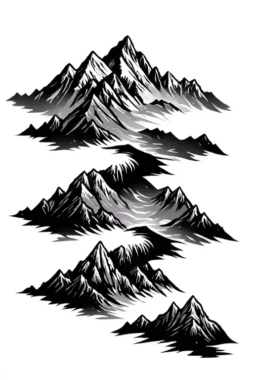 Mountain Range With A Winding