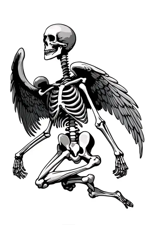 Skeleton With Wings Spread Wide