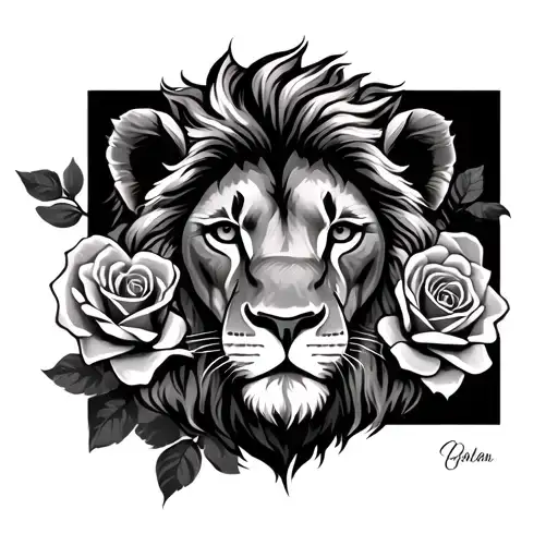 Lion And Roses