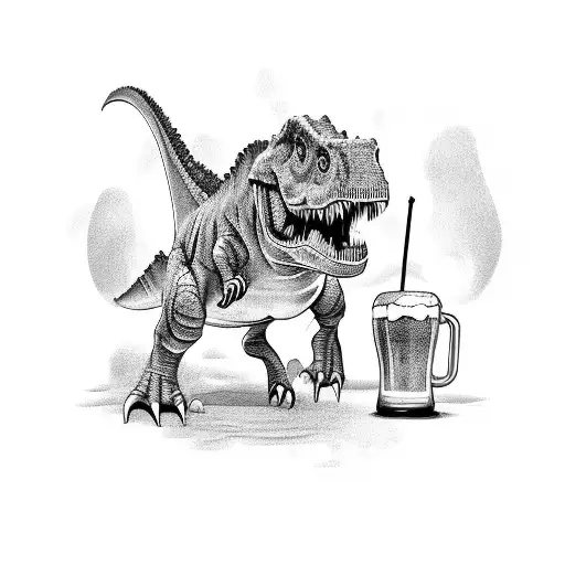 Dinosaur Drinks Beer