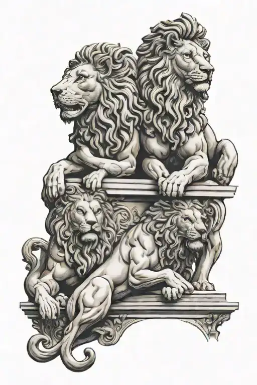 Roman Statues And Lions
