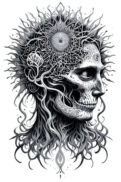 Dark Psychadelic Alex Grey Style Illustration