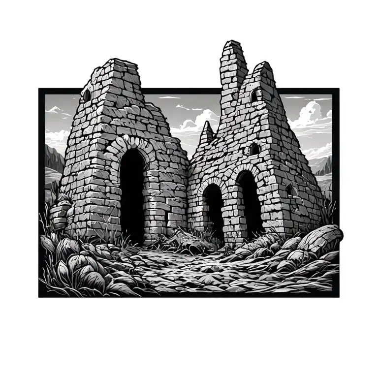 Viking Ruin One Continuous Line