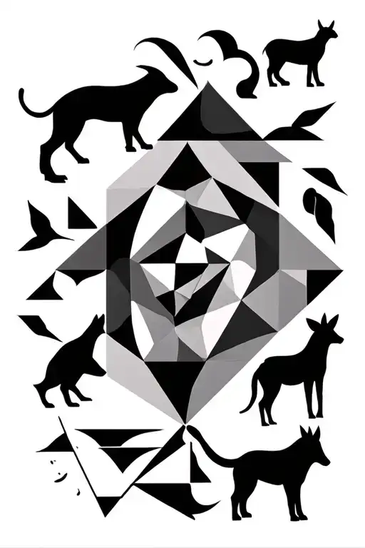 An Intricate Geometric Design Incorporating Various Animal Silhouettes
