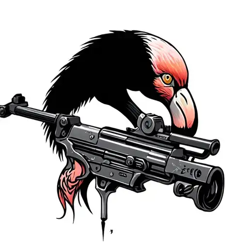 Flamingo With Machine Gun