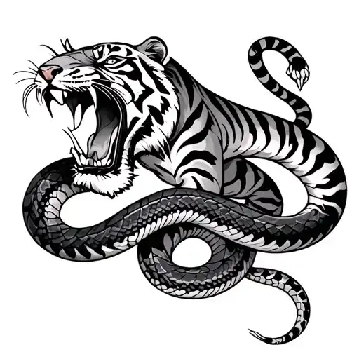 Tiger Biting Snake