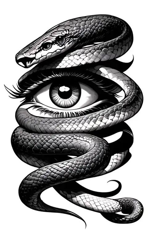 Egyptian Eye With A Viper Snake Wrapped Around It