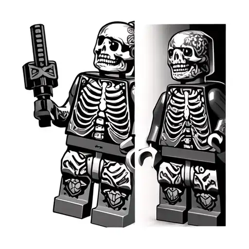 Half Skeleton Half Lego Guy Covered In