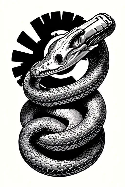 Snake Wrapped Around Circular Saw