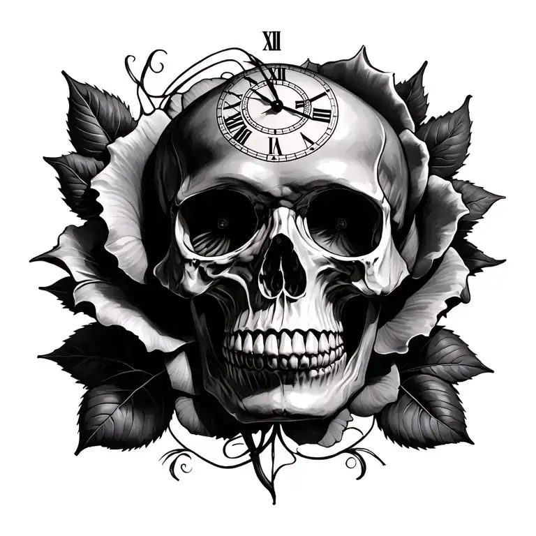 Scull Rose's Clock
