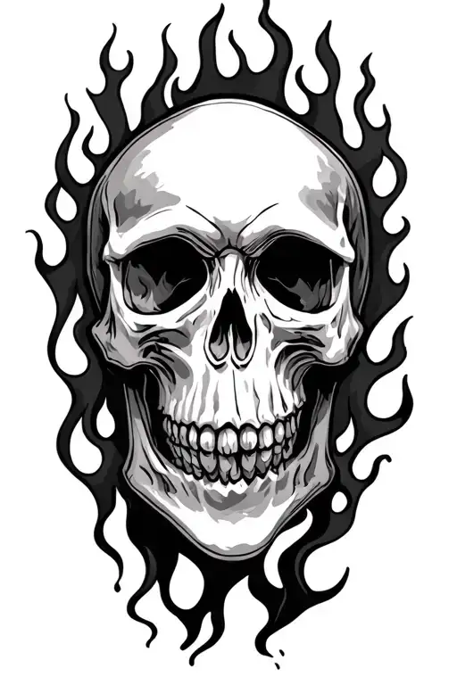 Skull And Flames Thigh