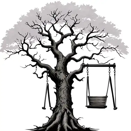 Poison Tree With Swing Set Tied To The Tree