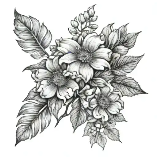 A Realistic Tattoo Design Showcasing The December Birth Month Flower