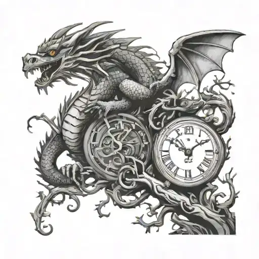 Tree And Dragon And Clock