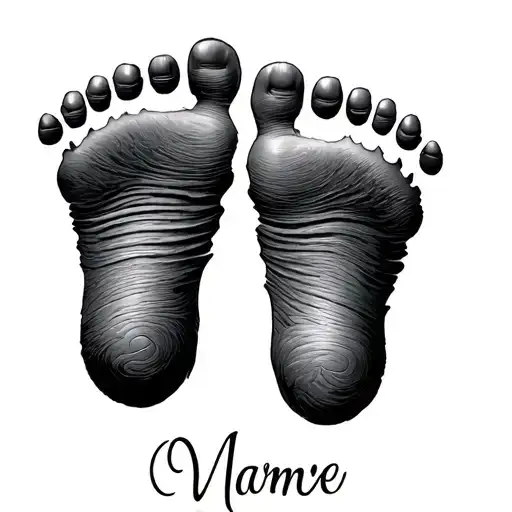 2 Baby Foot Prints With Name Written