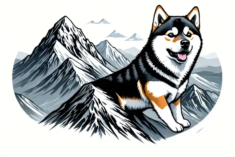 Shiba Inu On Mountain Peak