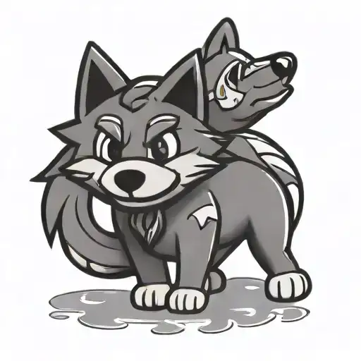 A Paper Mario Inspired Design Featuring A Sun Symbol And A Husky Companion