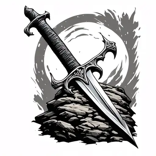 Pulling Sword Out Of Rock Tatto Ideas