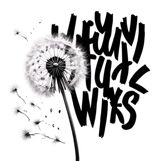 Tattoo Dandelion Blowing Away Letters In The Wind