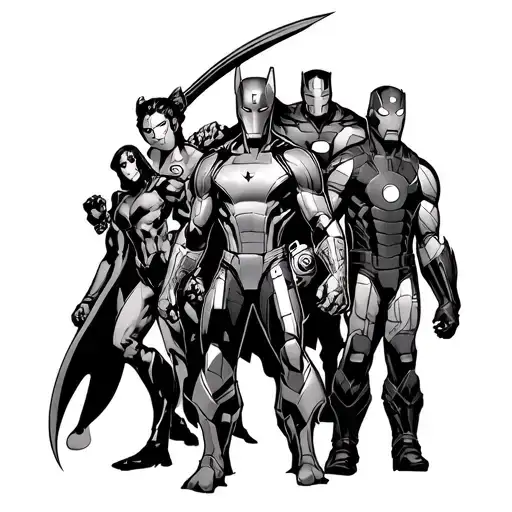 Avengers Group Tattoo Design