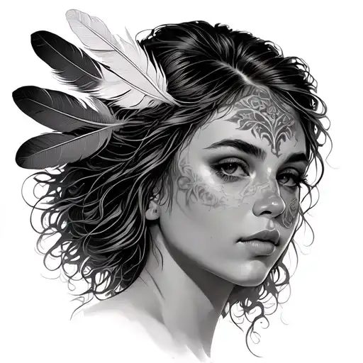 Young Woman With Feather In Her Hair