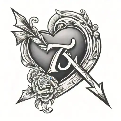 The Number 713 With A Heart Arrow Across It