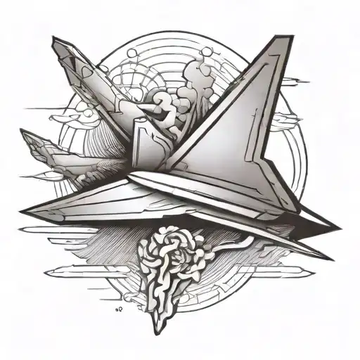 A Paper Airplane With Shadow Of Fighter Jet