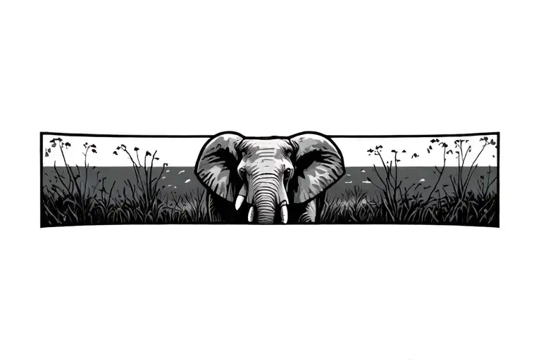 Arm Band Tattoo With Two Stripes And Lone Tusker Showing Loneliness