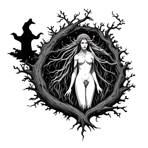 Freya Goddes Body Growing Inside Of Tree